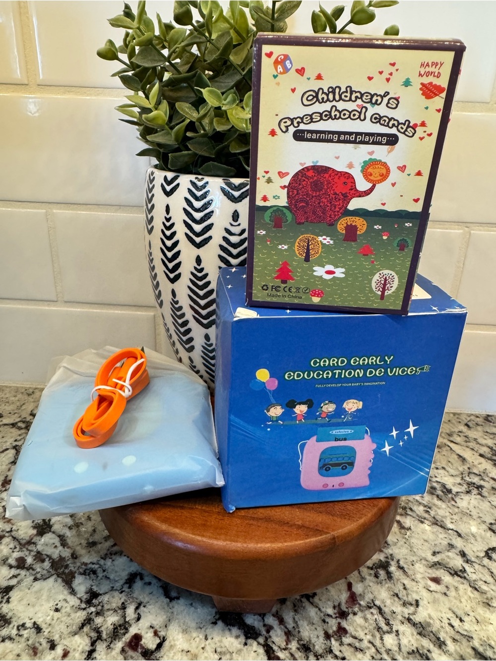 Children's Preschool Cards & Early Education Voice Box - Blue and Green